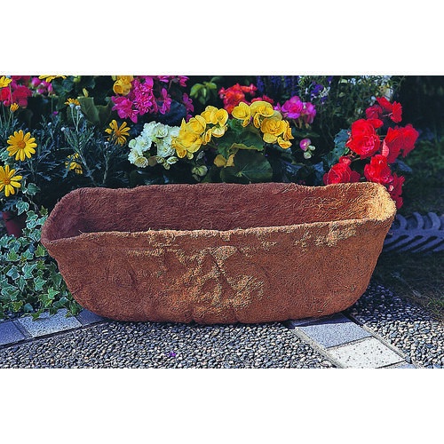 Planter Liner, 24 in W, 9 in H, Rectangular, Natural Coconut, Brown