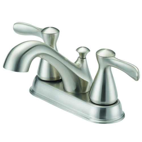 Lavatory Faucet, 1.2 gpm, 2-Faucet Handle, 3-Faucet Hole, Metal/Plastic, Brushed Nickel