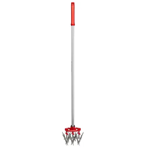 ComfortGEL Garden and Soil Cultivator, 8-1/2 in W, 60 in L, 3 -Tine, Steel Handle Red