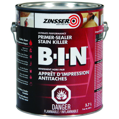 Zinsser Z00911 B-I-N Primer, Flat, White, 3.7 L