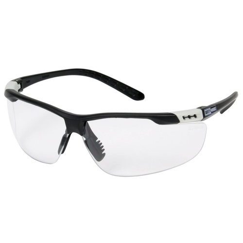 Safety Works SWX00255 Safety Glasses, Anti-Fog Lens, Width Adjustable, Semi-Rimless Frame, Black Frame
