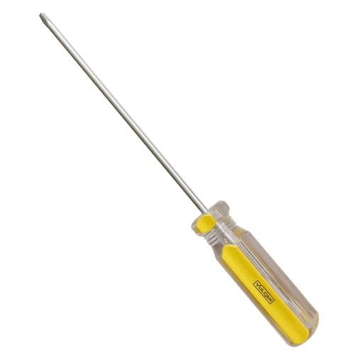 Screwdriver, S0 Drive, Square Drive, 6-1/2 in OAL, 4 in L Shank, Plastic Handle, Transparent Handle Chrome-Plated