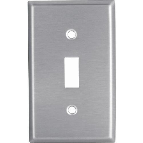 Wallplate, 4-1/2 in L, 2-3/4 in W, 1 -Gang, Stainless Steel, Clear, Satin