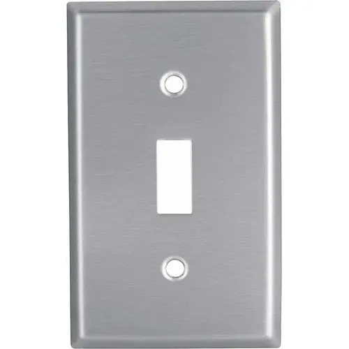 Wallplate, 4-1/2 in L, 2-3/4 in W, 1 -Gang, Stainless Steel, Clear, Satin