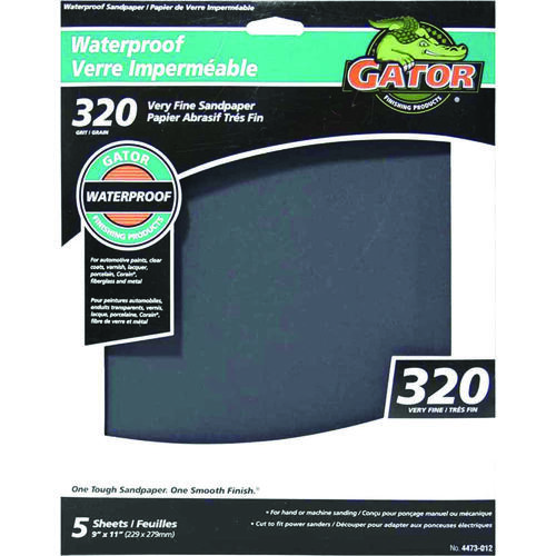 GATOR 4473-012 Sanding Sheet, 11 in L, 9 in W, 320 Grit, Garnet Abrasive - pack of 5