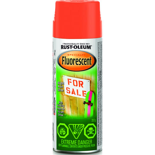 SPECIALTY Spray Paint, Matte, Florescent Red/Orange, 312 g, Aerosol Can