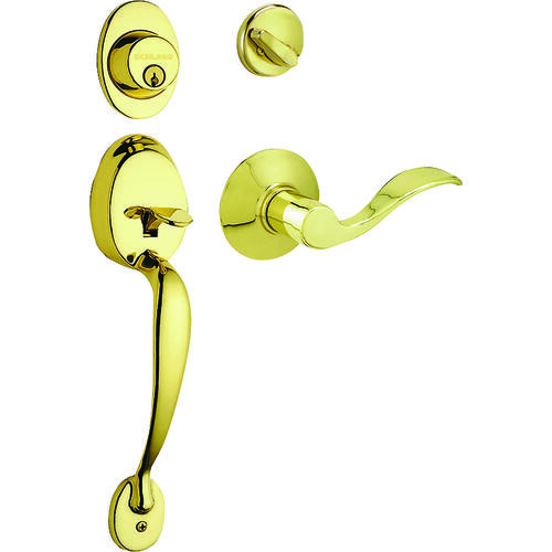 Schlage F60V PLY/ACC 505 Plymouth Series Handleset, 1 Grade, Keyed Different Key, Solid Brass, Brass, C Keyway
