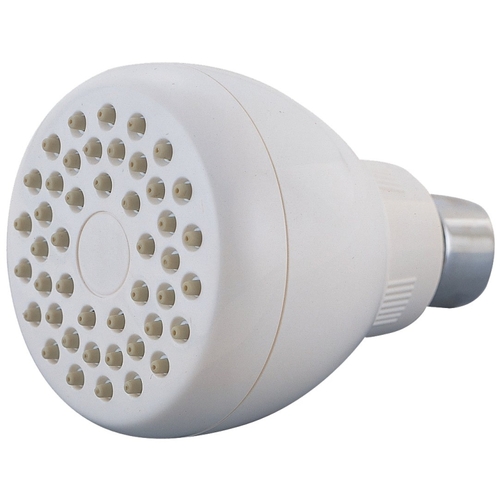 Shower Head, 1.75 gpm, 1/2-14 NPT Connection, Threaded, 1-Spray Function, Plastic, White