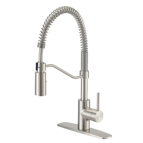 Spring Pull-Down Kitchen Faucet, 1.8 gpm, 1 -Faucet Handle, 1 or 3 Hole -Faucet Hole Stainless Steel