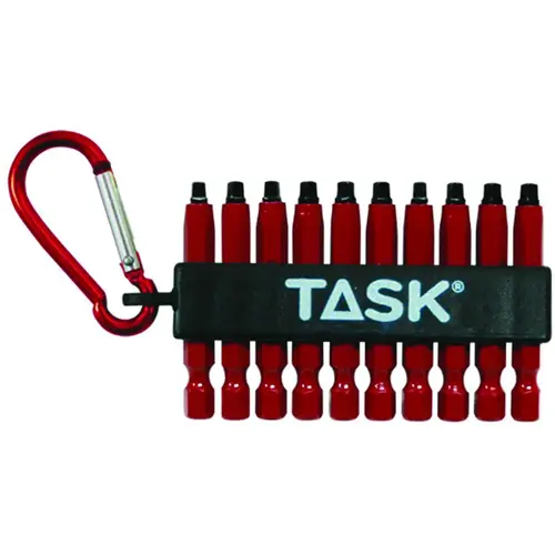 Carabiner Clip Set, 10-Piece, Steel, Red