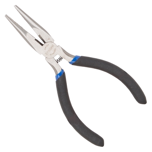 Mini Long Nose Plier, 5 in OAL, 0.5 mm Cutting Capacity, 3 cm Jaw Opening, Black Handle, 1/2 in W Jaw