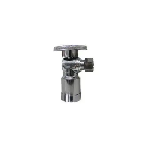 Stop Valve, 1/2 x 3/8 in Connection, Compression, 125 psi Pressure, Brass Body Chrome