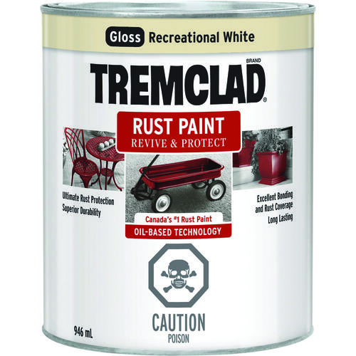 TREMCLAD Rust Paint, Gloss, Recreational White, 946 mL, Can