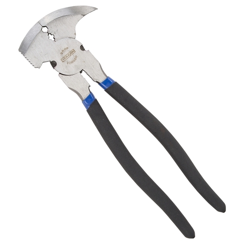 Fencing Plier, 2.3 mm Cutting Capacity, 10 in OAL, 1 in L Jaw, 3-1/8 in W Jaw, Carbon Steel Jaw