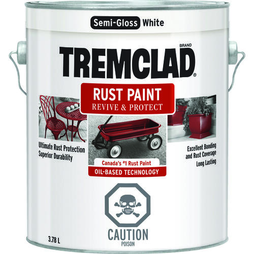 TREMCLAD Rust Paint, Semi-Gloss, White, 3.78 L, Can - pack of 2