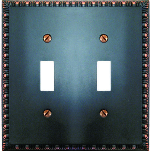 Amerelle 90TTVB Wallplate, 4-15/16 in L, 4-15/16 in W, 2 -Gang, Cast Metal, Aged Bronze