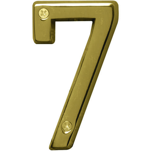 Prestige Series House Number, Character: 7, 4 in H Character, Brass Character, Solid Brass