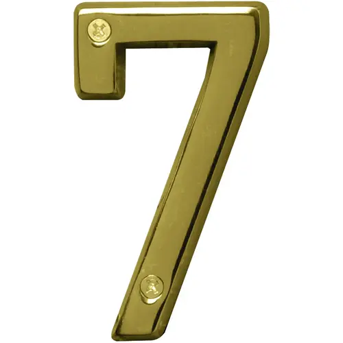 Prestige Series House Number, Character: 7, 4 in H Character, Brass Character, Solid Brass - pack of 3