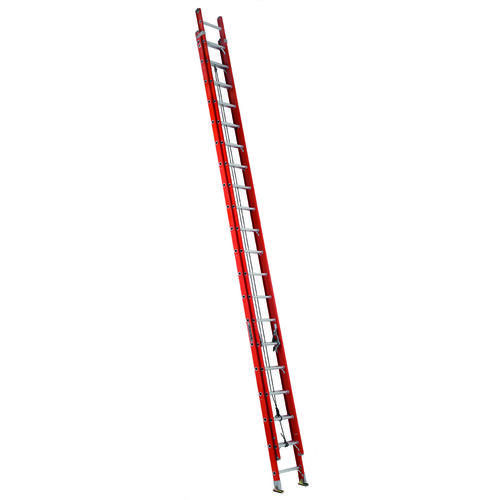 Louisville FE3240 Extension Ladder, 449 in H Reach, 300 lb, 1-1/2 in D Step, Fiberglass, Orange