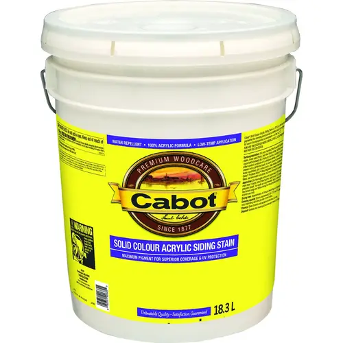 Cabot 142.0000806.008 Exterior Self-Priming Solid Color Latex Siding Stain, 18.9 l, Liquid, Slight, Neutral Base