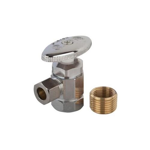 M-Line Series Angled Shut-Off Valve, 3/8 x 1/2 in Connection, Compression x FIP, Brass Body Chrome