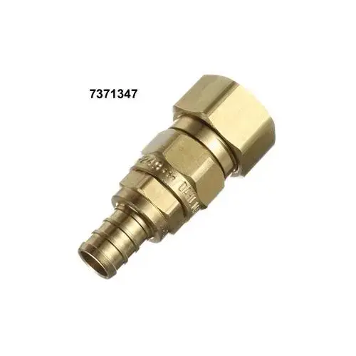 Pipe Adapter, 1/2 x 5/8 in, Crimp x Compression, Brass