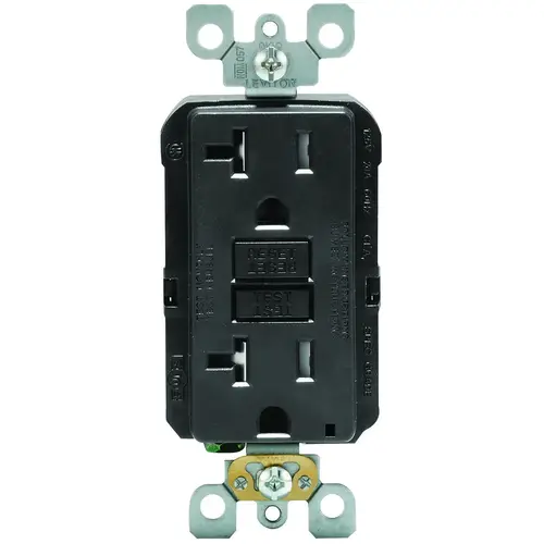 GFCI Duplex Receptacle, 2 -Pole, 20 A, 125 V, Back, Side Wiring, NEMA: 5-20R, Black