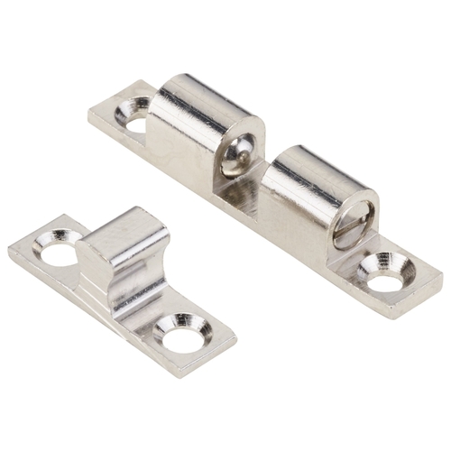 Heavy-Duty Double Ball Latch, Brass, Polished Nickel