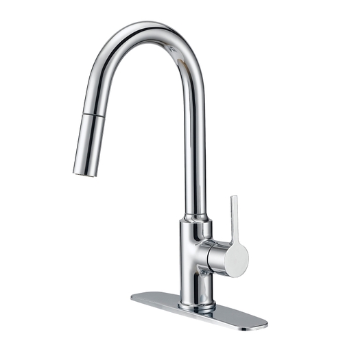 Contemporary Pull-Down Kitchen Faucet, 1.8 gpm, 1 -Faucet Handle, 1 or 3 Hole -Faucet Hole Chrome