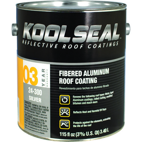 KOOL SEAL KS0024300-16 Roof Coating, Silver, 1 gal Pail, Liquid