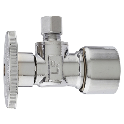 Angle Valve, 1/2 x 1/4 in Connection, Brass Body Chrome