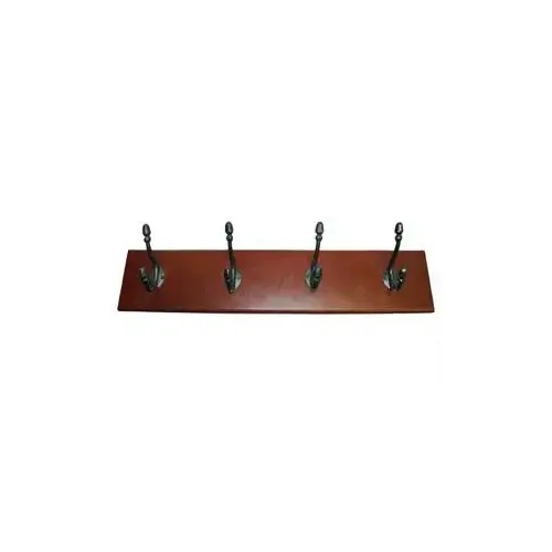 Classic Rack Hook, 10 kg, 4-Hook, Metal/Wood, Cherry/Matte Black Chrome/Gray