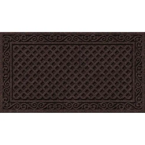 Textures Door Mat, 30 in L, 18 in W, Iron Lattice Pattern, Plastic Surface, Walnut