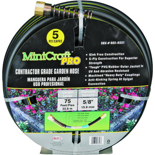 Landscapers Select GH585093L Garden Hose, 75 ft L, Female x Male, PVC