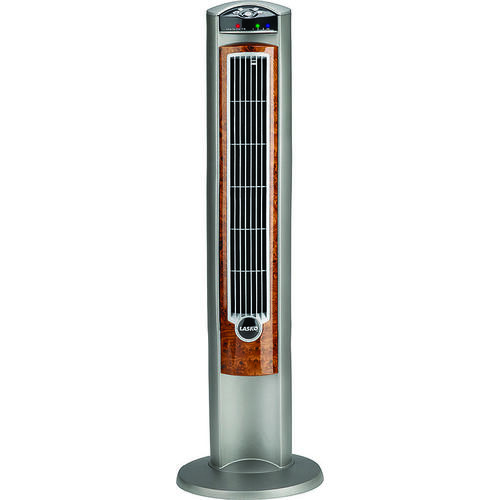 Lasko T42954 Wind Curve Tower Fan with Remote Control, 120 V, Plastic Housing Material, Gray/Woodgrain