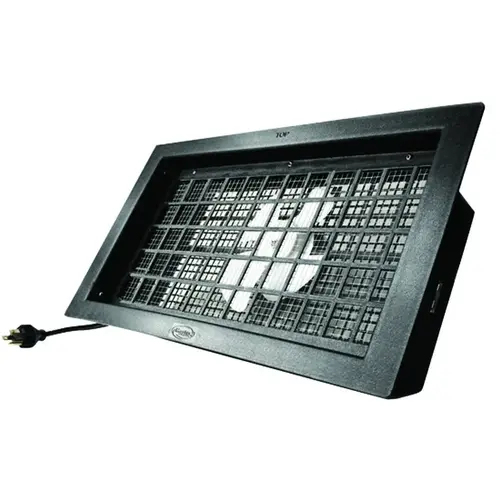 Powered Foundation Vent, 16 in W, 8 in H, 57 sq-in Net Free Ventilating Area, Polyethylene, Black