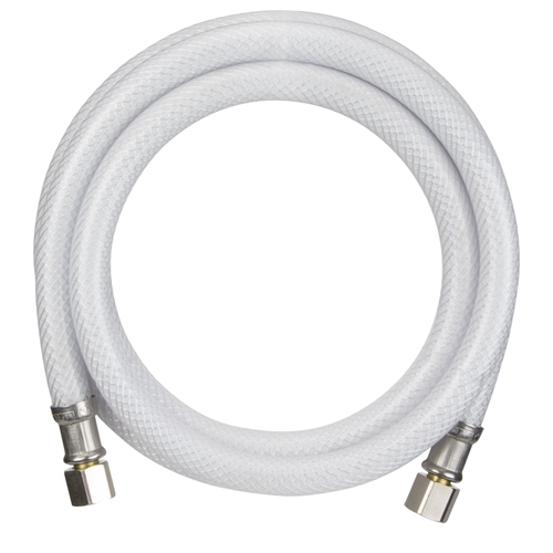 Ice Maker Supply Line, 1/4 in Inlet, Compression Inlet, 1/4 in Outlet, Compression Outlet, PVC Tubing