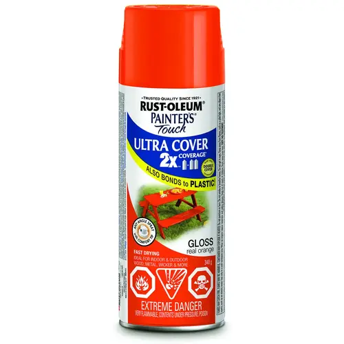 PAINTER'S Touch Spray Paint, Gloss, Real Orange, 340 g, Aerosol Can