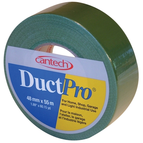 Cantech 397074855 DUCTPRO 39707 Duct Tape, 55 m L, 48 mm W, Polyethylene Backing, Green