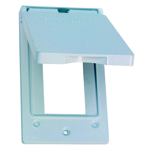 Cover, 4-9/16 in L, 2-13/16 in W, Rectangular, Metal, White, Powder-Coated