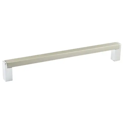 Cabinet Pull, 8-1/16 in L Handle, 1-3/16 in Projection, Aluminum, Brushed Nickel/Chrome