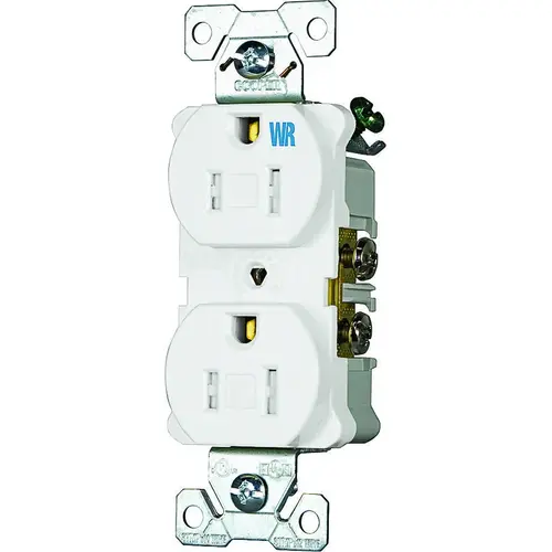 TWRBR15W-BXSP Duplex Receptacle, 2 -Pole, 15 A, 125 V, Back, Side Wiring, NEMA: 5-15R, White