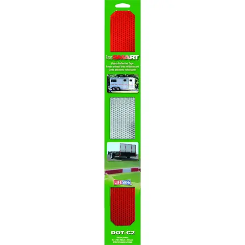 Incom RE3986 Reflective Tape, 18 in L, 2 in W, Red/Silver