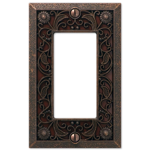 Wallplate, 4-1/2 in L, 2-13/16 in W, 1 -Gang, Metal, Bronze