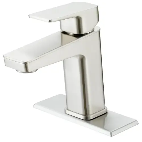 Lavatory Faucet, 1.2 gpm, 1-Faucet Handle, 1, 3-Faucet Hole, Metal/Plastic, Brushed Nickel