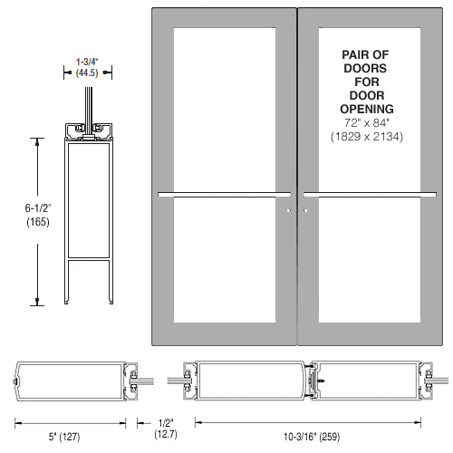 CRL-U.S. Aluminum DC527110072 Clear Anodized 550 Series Wide Stile Pair ...