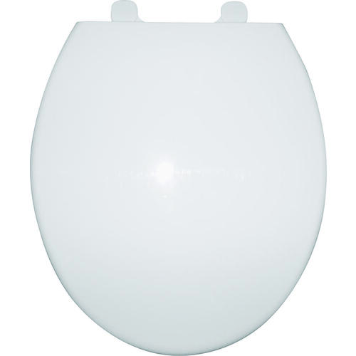 Toilet Seat, Round, Polypropylene, White, Plastic Hinge