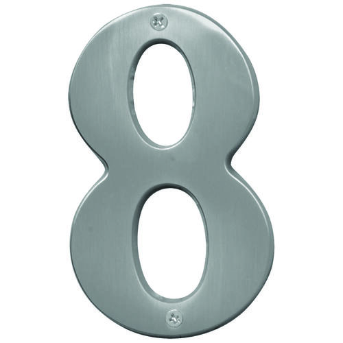 Prestige Series House Number, Character: 8, 5 in H Character, Nickel Character, Solid Brass