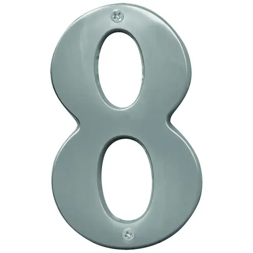 Prestige Series House Number, Character: 8, 5 in H Character, Nickel Character, Solid Brass - pack of 3