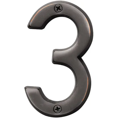 Prestige Series House Number, Character: 3, 4 in H Character, Bronze Character, Brass - pack of 3